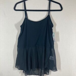 NWT Bongo Fairy Grunge Sheer Ruffle‎ Cami Top Medium Black Flowy Whismsigoth